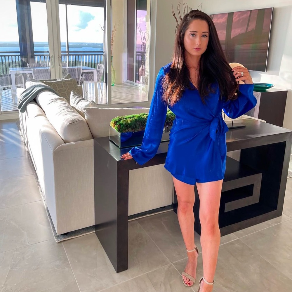 Blue satin like romper